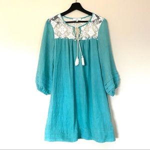 Adorable Entro Flowy Turquoise Dress